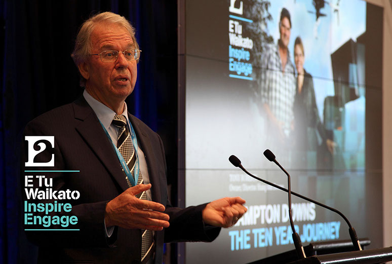 Tony Roberts, managing director Hampton Downs Group, speaking at the E Tu conference.